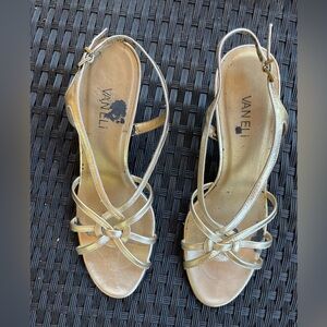Vaneli Metallic Gold Strappy Sandals